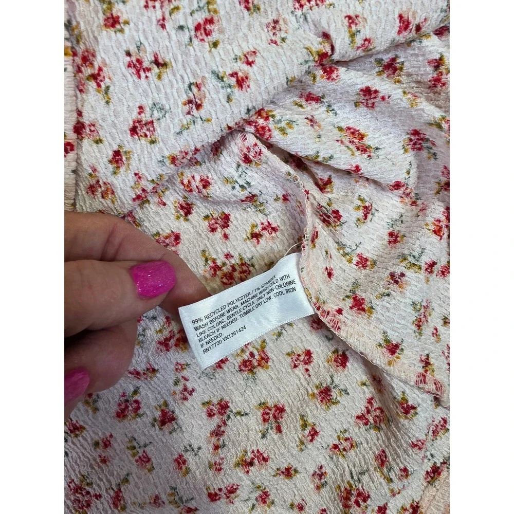 Art Class Girls XXL 16/18 Pink Floral Long Sleeve Textured Seersucker Dress